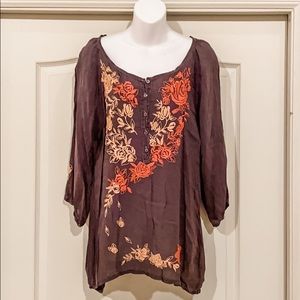 Dark Gray Johnny Was embroidered top!